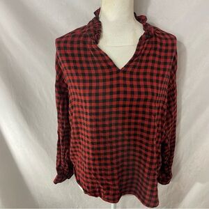Beachlunchlounge Black and Red Plaid Top